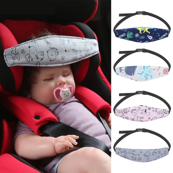 Soporte de cabeza de asiento de coche para bebé, cinturón de sujeción para cochecito de niños, Corralitos ajustables para niño y niña, posicionador de sueño, almohadas de seguridad para bebé 1